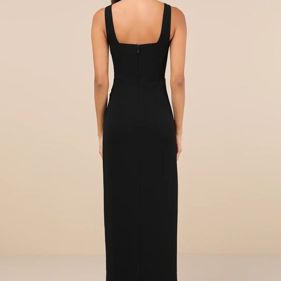 Black Ruched Maxi Dress - Picture 2 of 6